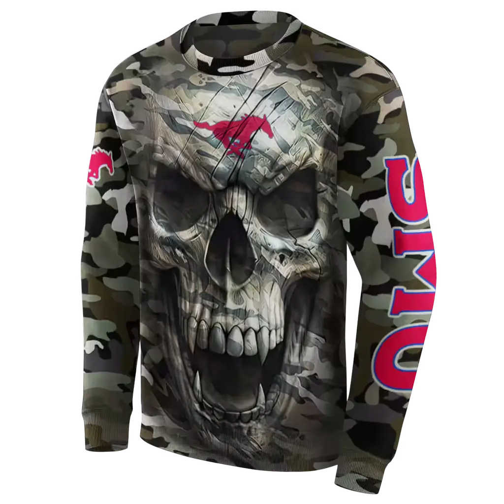 personalized smu mustangs camo skull hoodie new arrival personalized smu mustangs camo skull hoodie new arrival