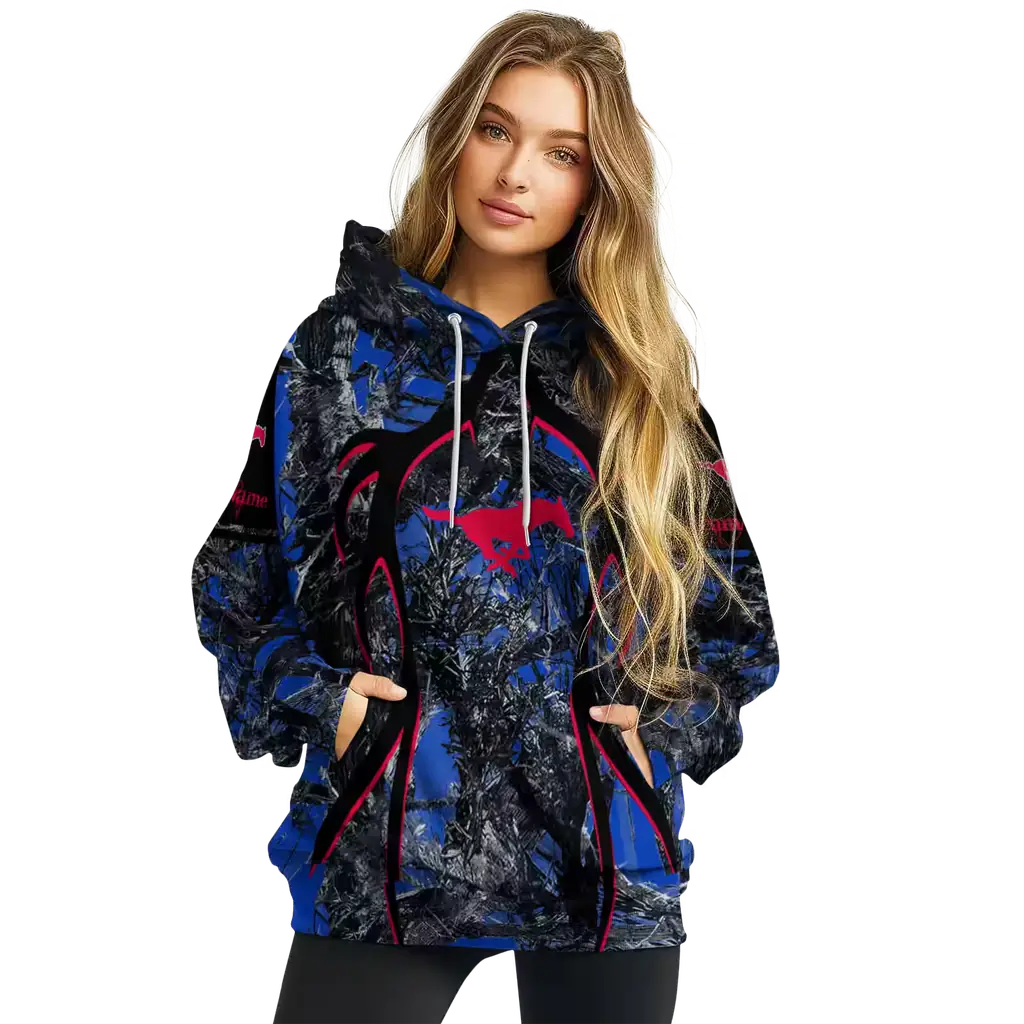 personalized smu mustangs hunting theme blue black hoodie high quality personalized smu mustangs hunting theme blue black hoodie high quality