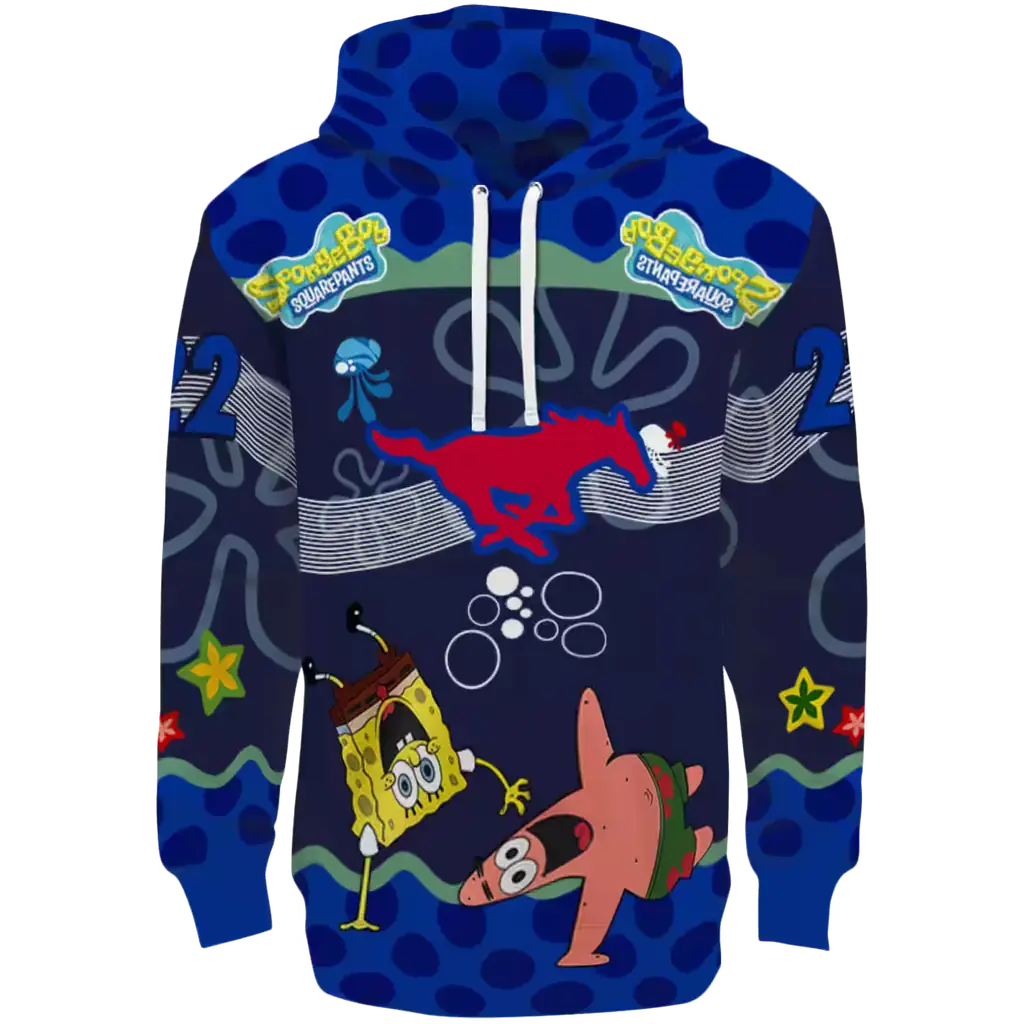 personalized smu mustangs spongebob patrick star blue navy hoodie best selling personalized smu mustangs spongebob patrick star blue navy hoodie best selling