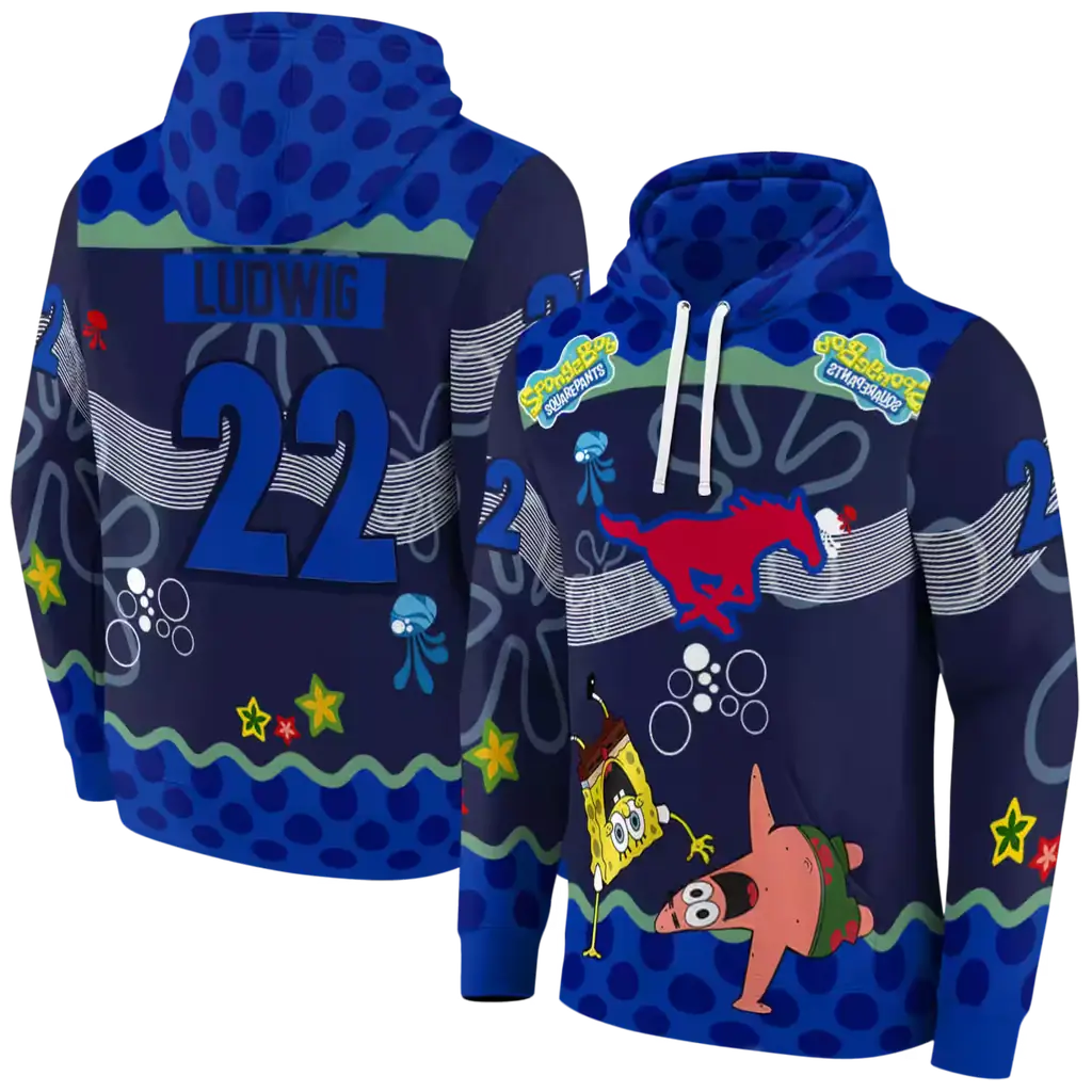 personalized smu mustangs spongebob patrick star blue navy hoodie fashion forward personalized smu mustangs spongebob patrick star blue navy hoodie fashion forward