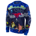 personalized smu mustangs spongebob patrick star blue navy hoodie best selling