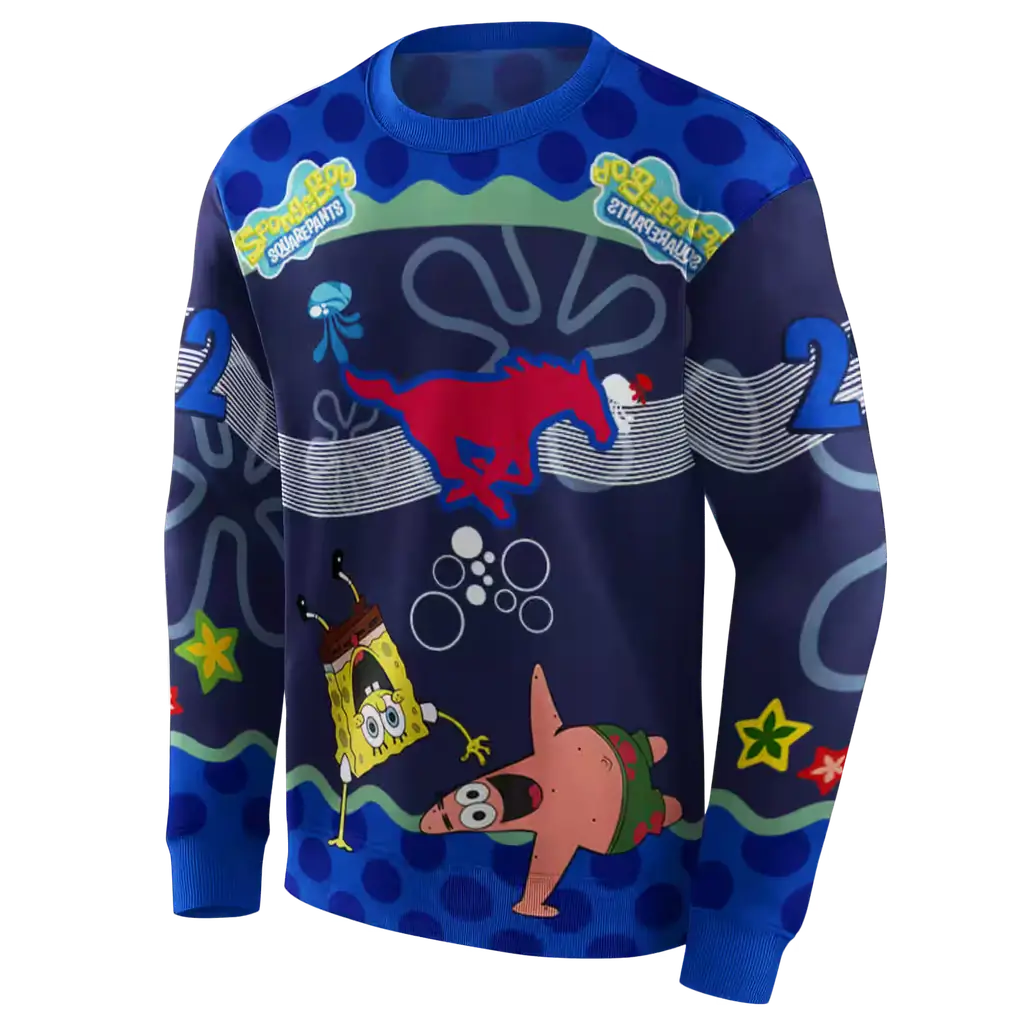 personalized smu mustangs spongebob patrick star blue navy hoodie new arrival personalized smu mustangs spongebob patrick star blue navy hoodie new arrival