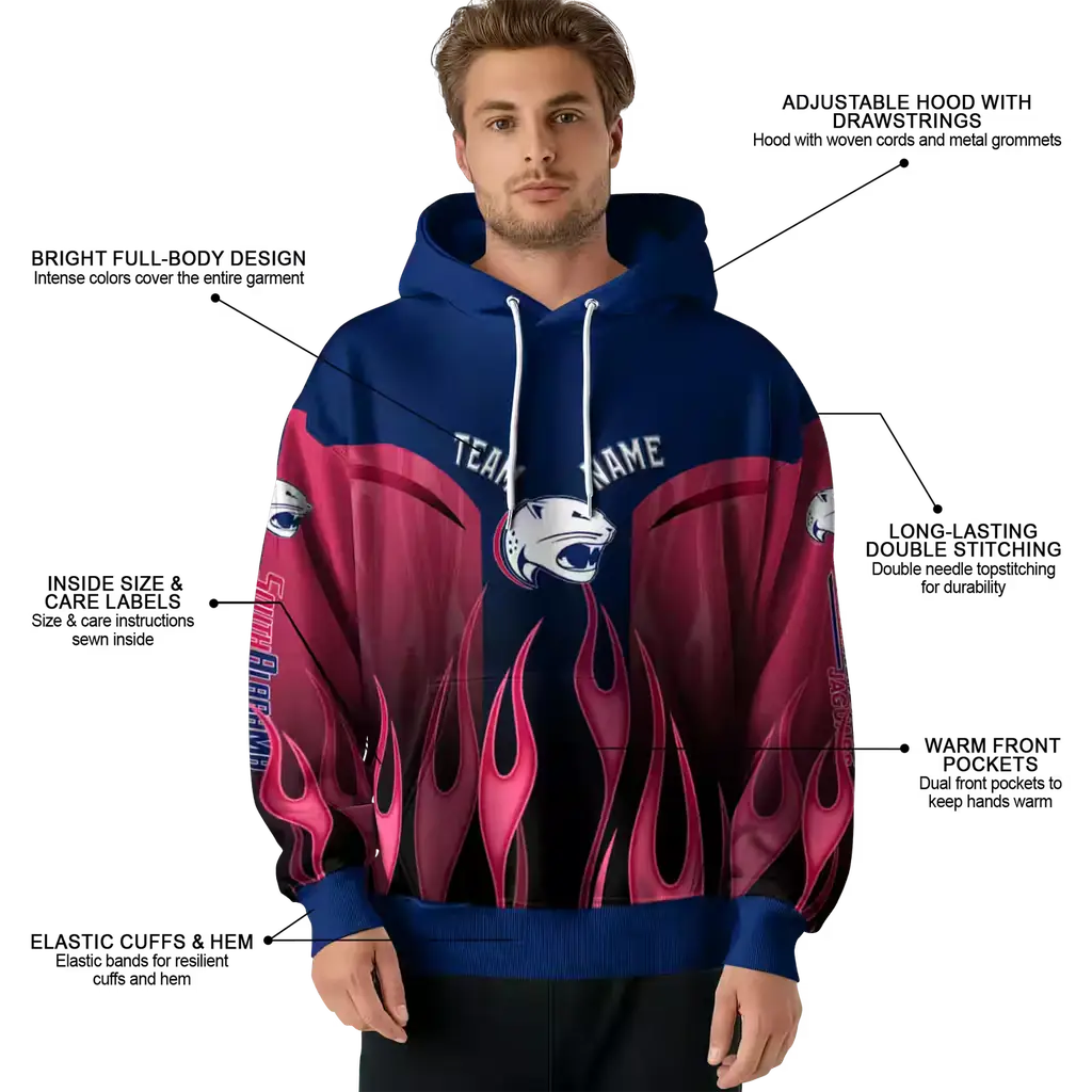 personalized south alabama jaguars flame design blue hoodie latest model personalized south alabama jaguars flame design blue hoodie latest model