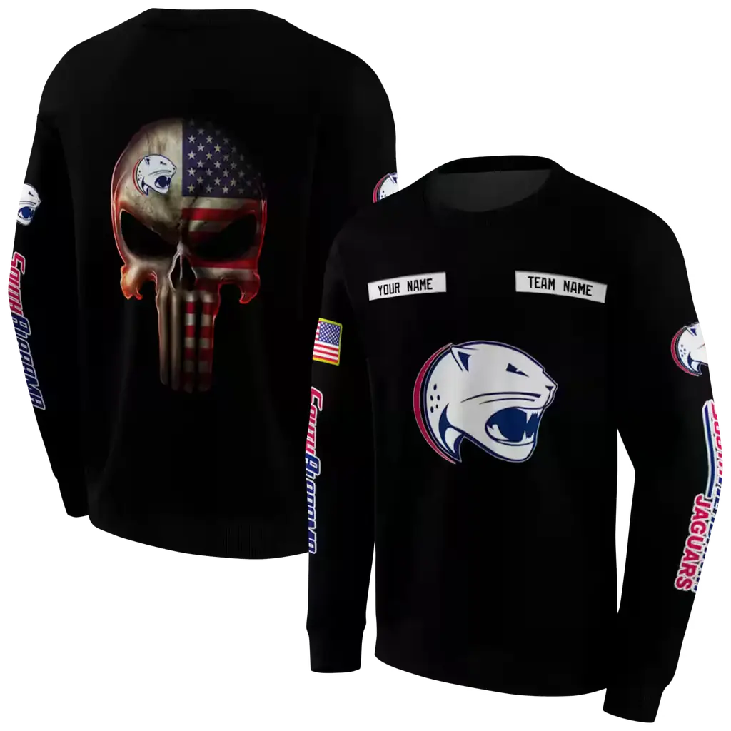 personalized south alabama jaguars punisher skull black hoodie premium grade personalized south alabama jaguars punisher skull black hoodie premium grade