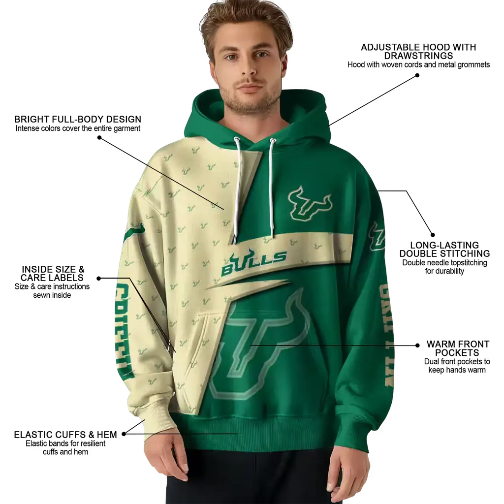 personalized south florida bulls abstract shape green hoodie latest model personalized south florida bulls abstract shape green hoodie latest model