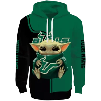 personalized south florida bulls baby yoda green black hoodie best selling