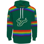 personalized south florida bulls rainbow stripes green hoodie best selling