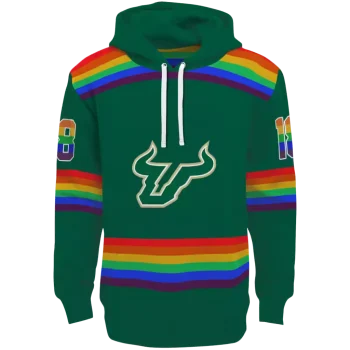 personalized south florida bulls rainbow stripes green hoodie best selling