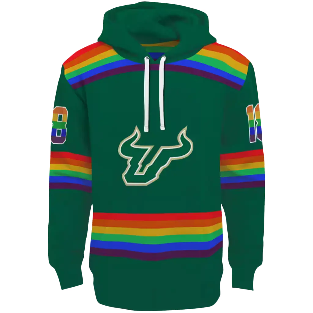 personalized south florida bulls rainbow stripes green hoodie best selling personalized south florida bulls rainbow stripes green hoodie best selling