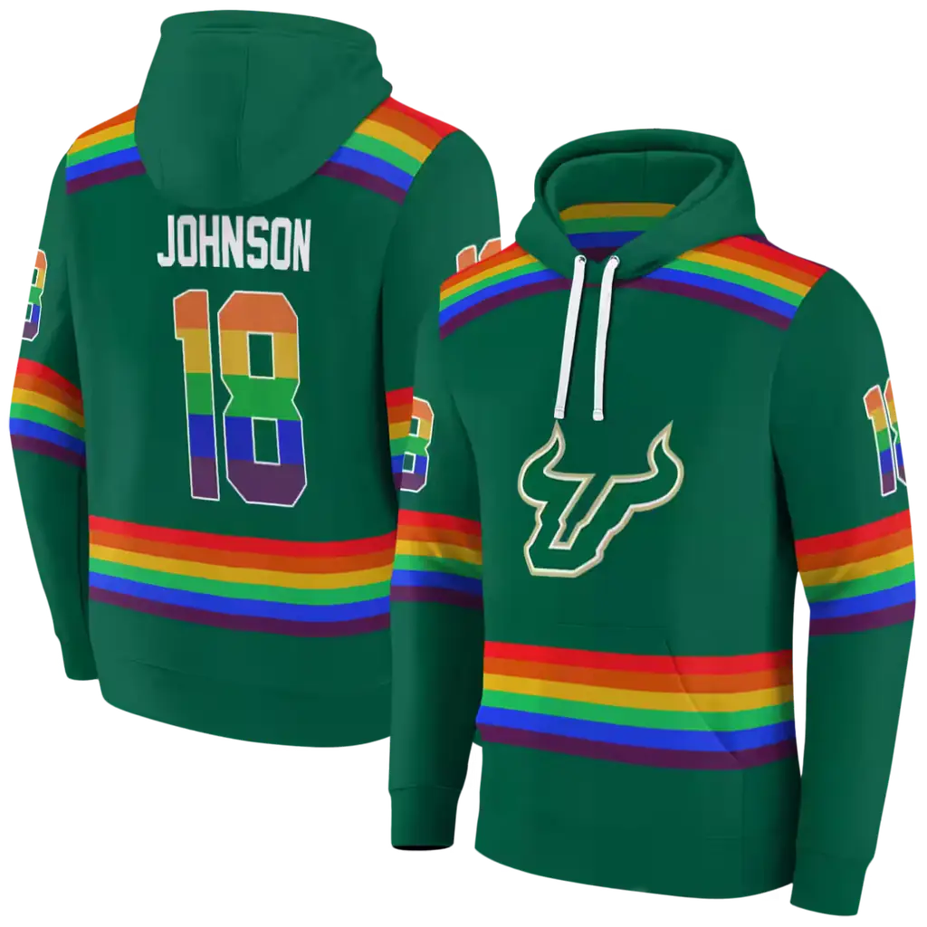 personalized south florida bulls rainbow stripes green hoodie fashion forward personalized south florida bulls rainbow stripes green hoodie fashion forward