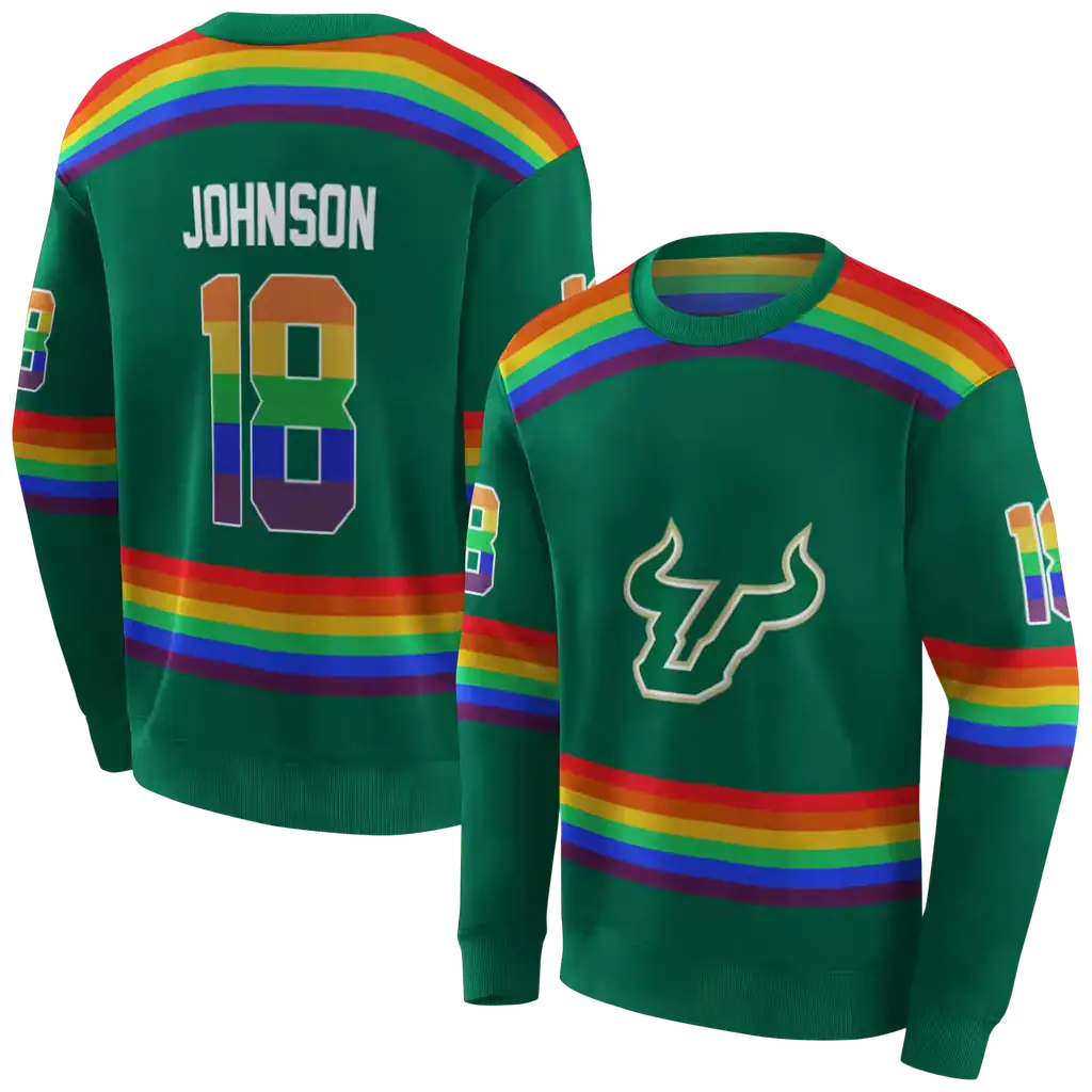personalized south florida bulls rainbow stripes green hoodie premium grade personalized south florida bulls rainbow stripes green hoodie premium grade