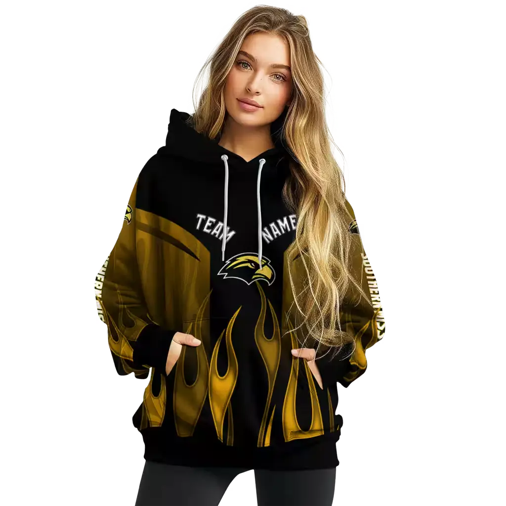 personalized southern miss golden eagles flame design black hoodie high quality personalized southern miss golden eagles flame design black hoodie high quality