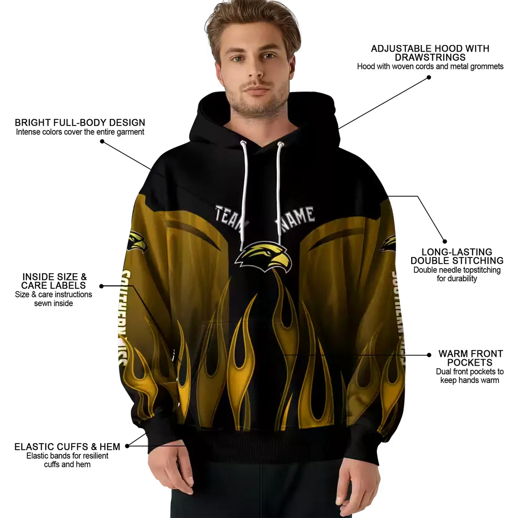 personalized southern miss golden eagles flame design black hoodie latest model personalized southern miss golden eagles flame design black hoodie latest model