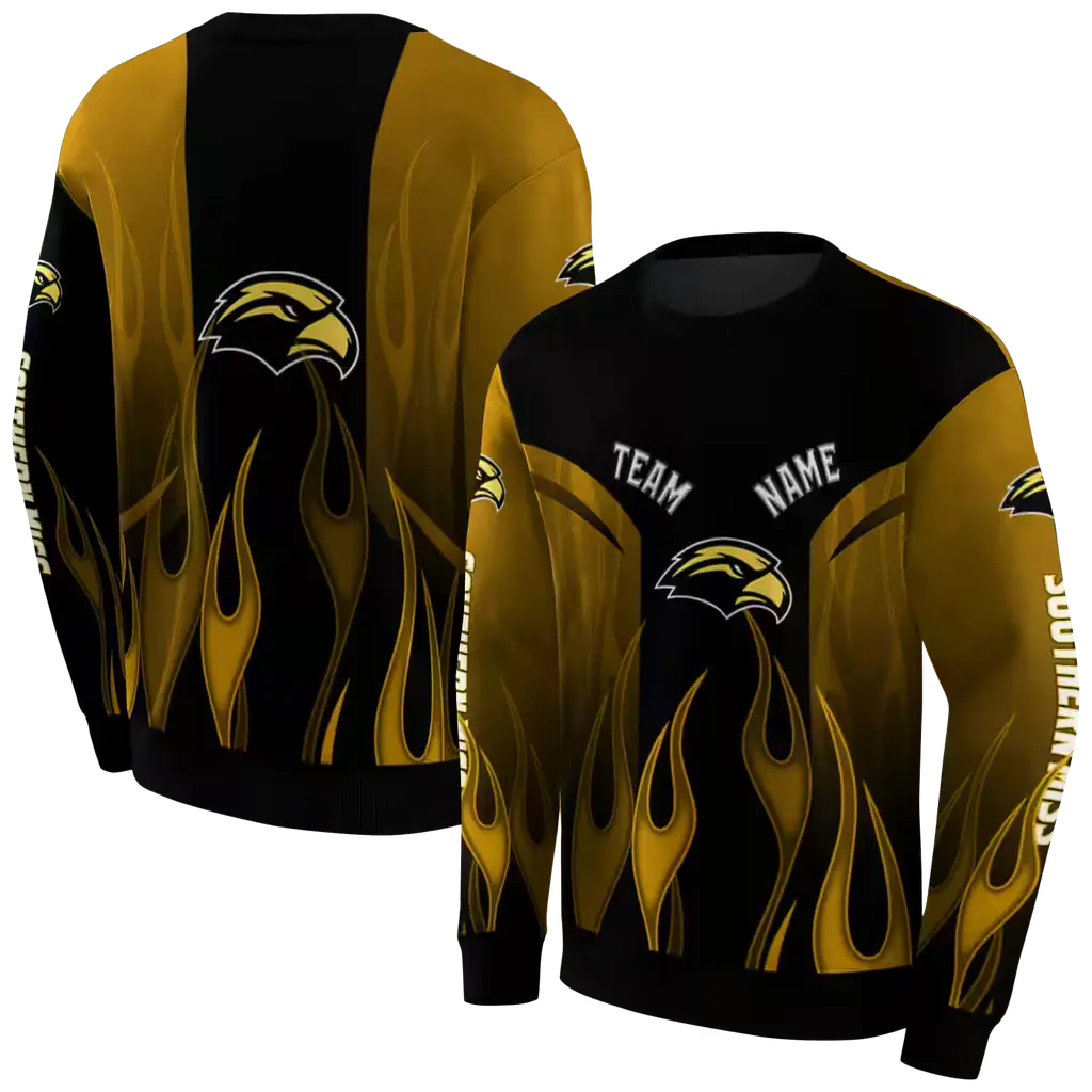 personalized southern miss golden eagles flame design black hoodie premium grade personalized southern miss golden eagles flame design black hoodie premium grade