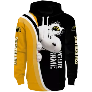 personalized southern miss golden eagles peeking snoopy black hoodie best selling