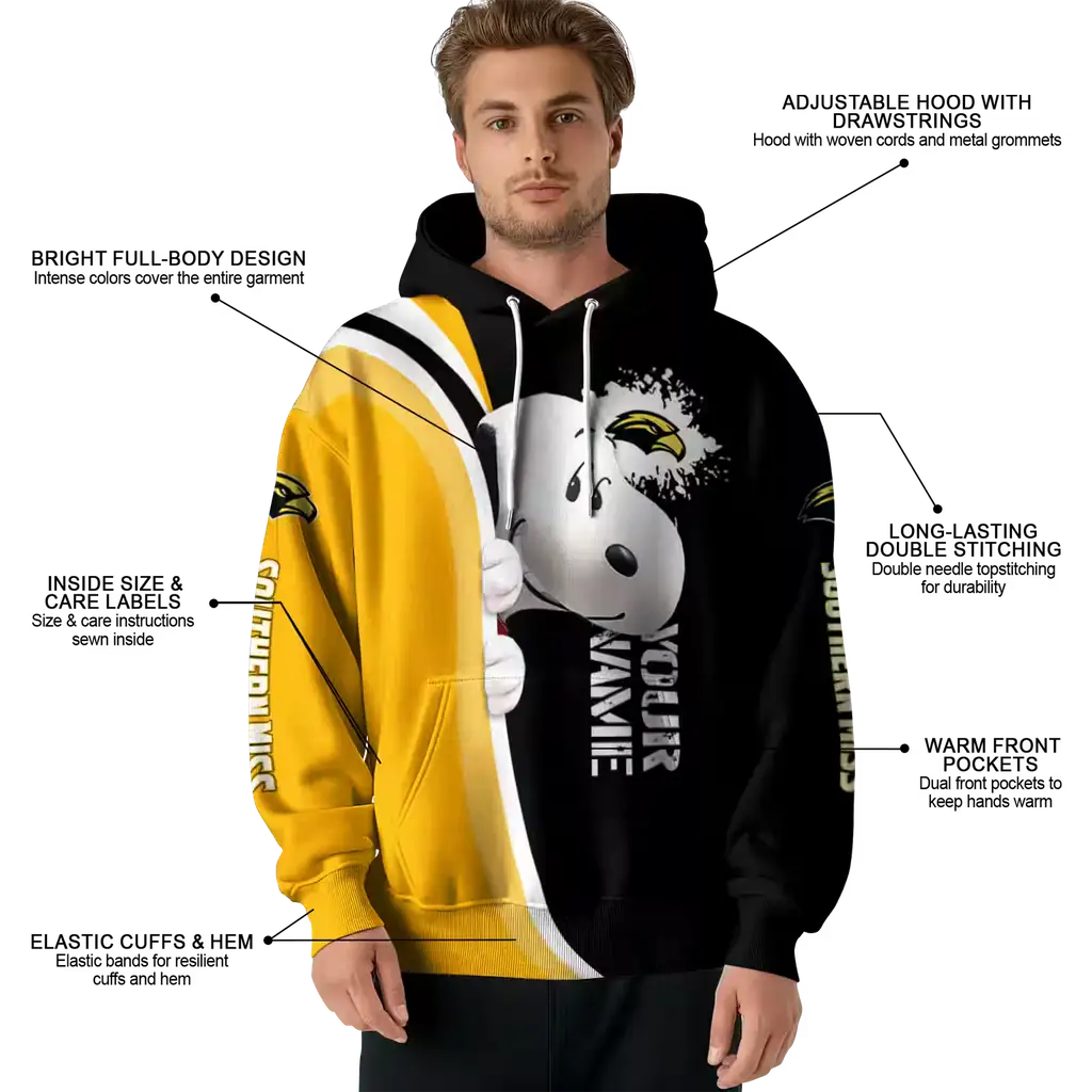 personalized southern miss golden eagles peeking snoopy black hoodie latest model personalized southern miss golden eagles peeking snoopy black hoodie latest model