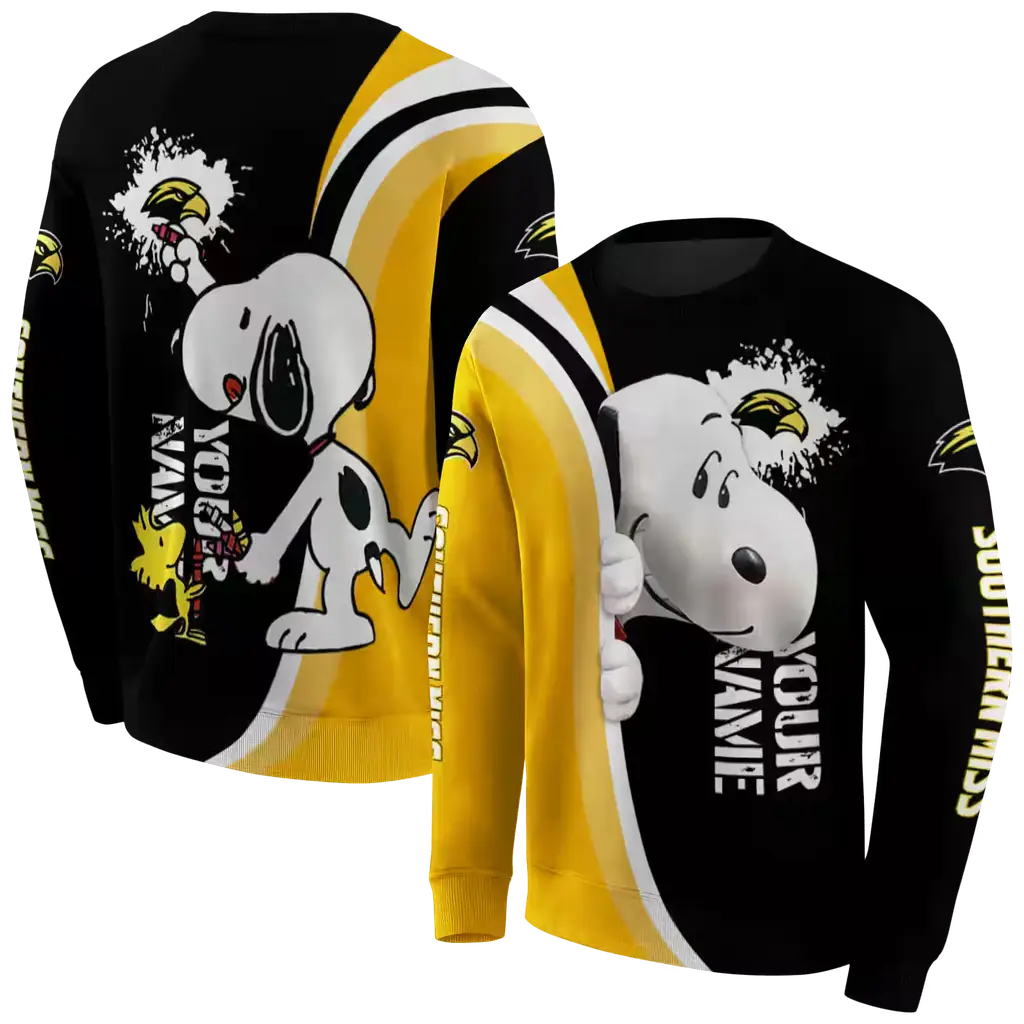 personalized southern miss golden eagles peeking snoopy black hoodie premium grade personalized southern miss golden eagles peeking snoopy black hoodie premium grade