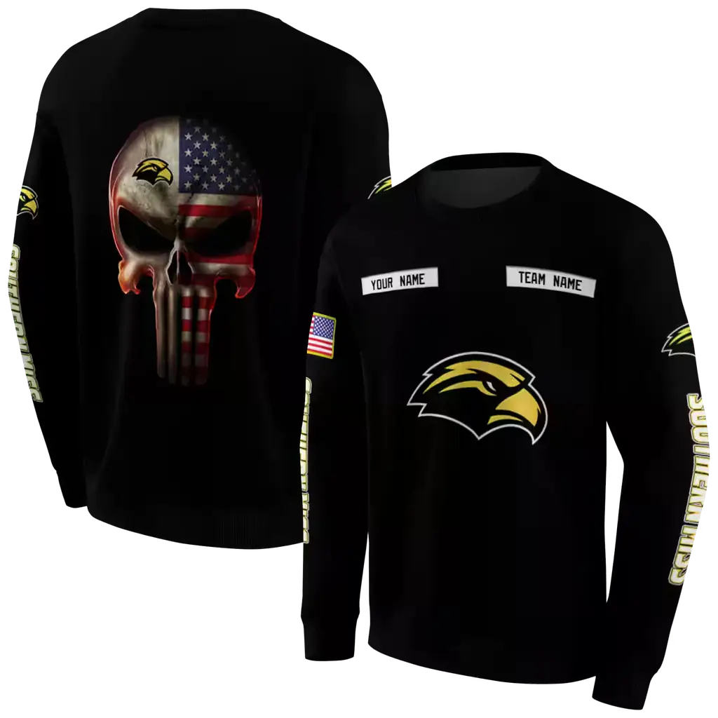 personalized southern miss golden eagles punisher skull black hoodie premium grade personalized southern miss golden eagles punisher skull black hoodie premium grade