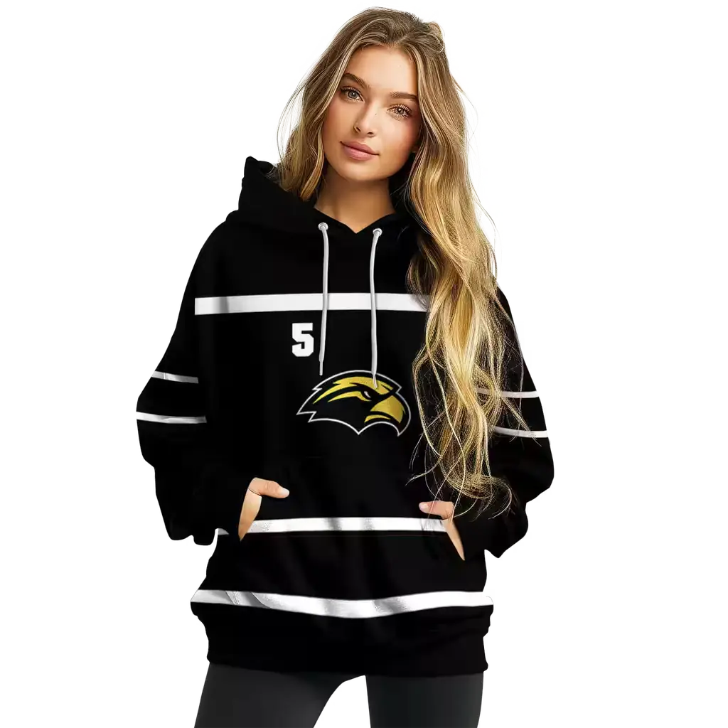 personalized southern miss golden eagles striped pattern black hoodie high quality personalized southern miss golden eagles striped pattern black hoodie high quality