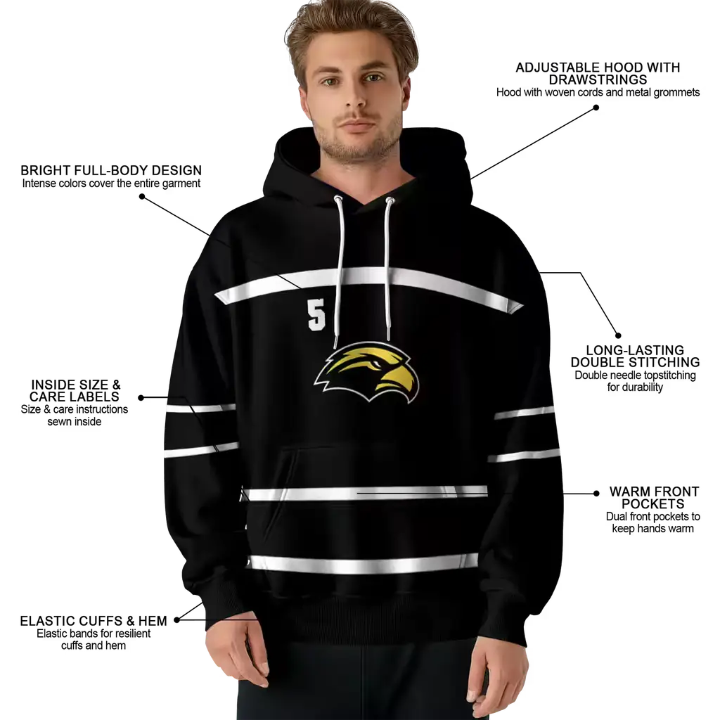 personalized southern miss golden eagles striped pattern black hoodie latest model personalized southern miss golden eagles striped pattern black hoodie latest model