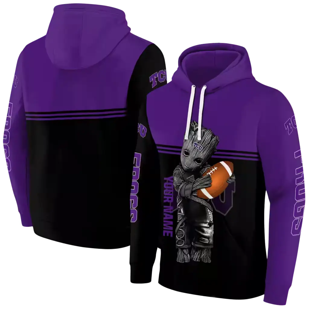 personalized tcu horned frogs baby groot purple black hoodie fashion forward personalized tcu horned frogs baby groot purple black hoodie fashion forward