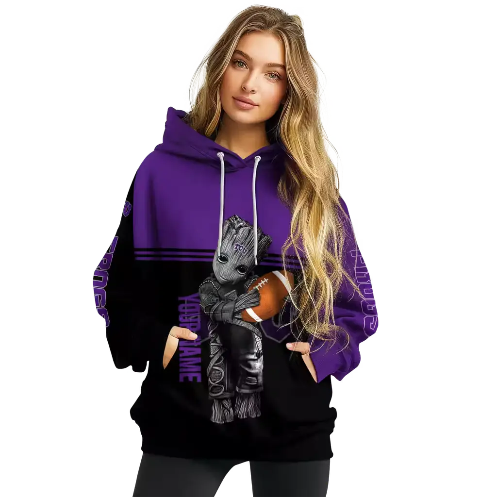 personalized tcu horned frogs baby groot purple black hoodie high quality personalized tcu horned frogs baby groot purple black hoodie high quality