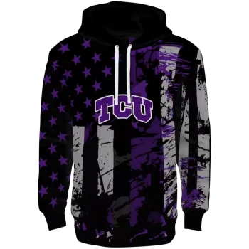 personalized tcu horned frogs distressed flag purple black hoodie best selling