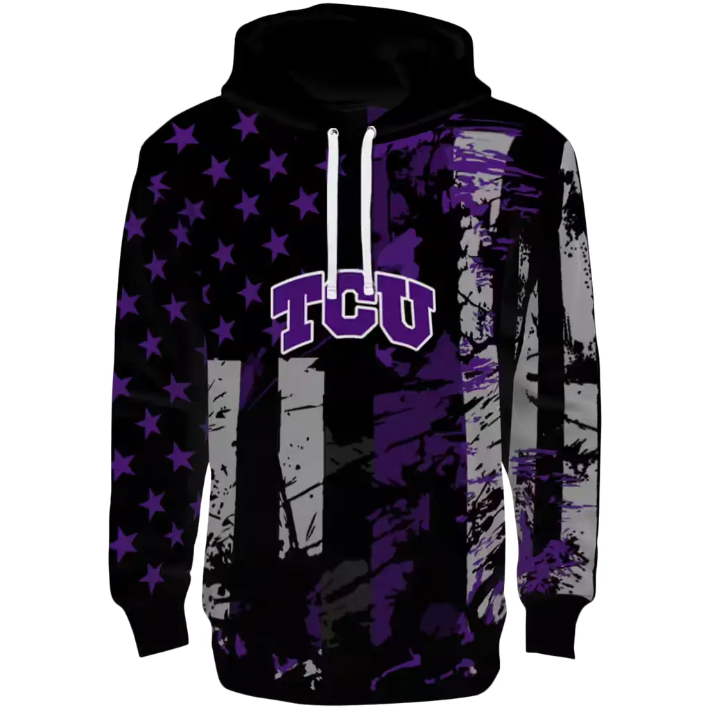 personalized tcu horned frogs distressed flag purple black hoodie best selling personalized tcu horned frogs distressed flag purple black hoodie best selling