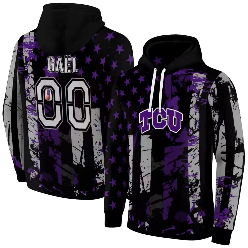 personalized tcu horned frogs distressed flag purple black hoodie fashion forward personalized tcu horned frogs distressed flag purple black hoodie fashion forward