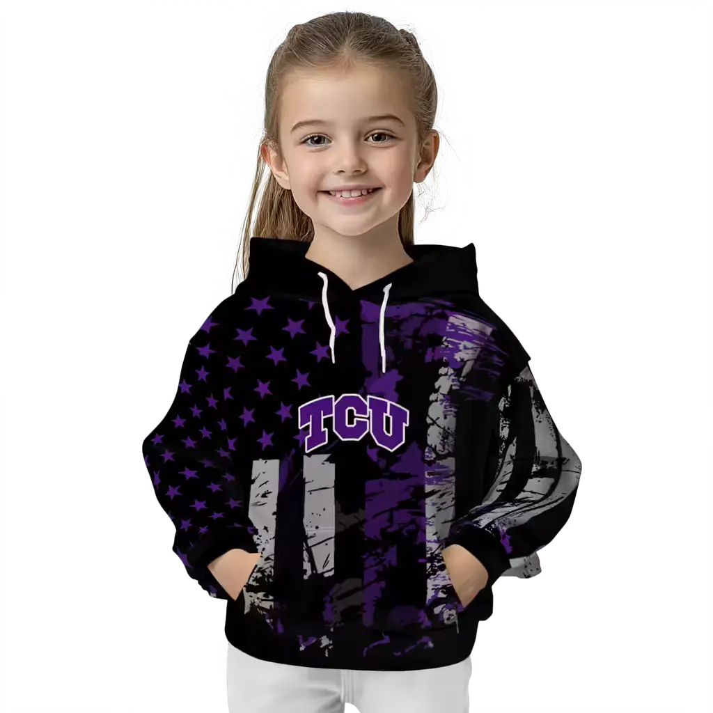 personalized tcu horned frogs distressed flag purple black hoodie top rated personalized tcu horned frogs distressed flag purple black hoodie top rated