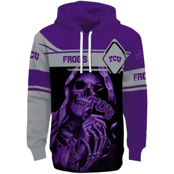 personalized tcu horned frogs grim reaper purple black hoodie best selling
