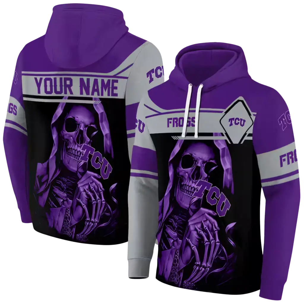 personalized tcu horned frogs grim reaper purple black hoodie fashion forward personalized tcu horned frogs grim reaper purple black hoodie fashion forward