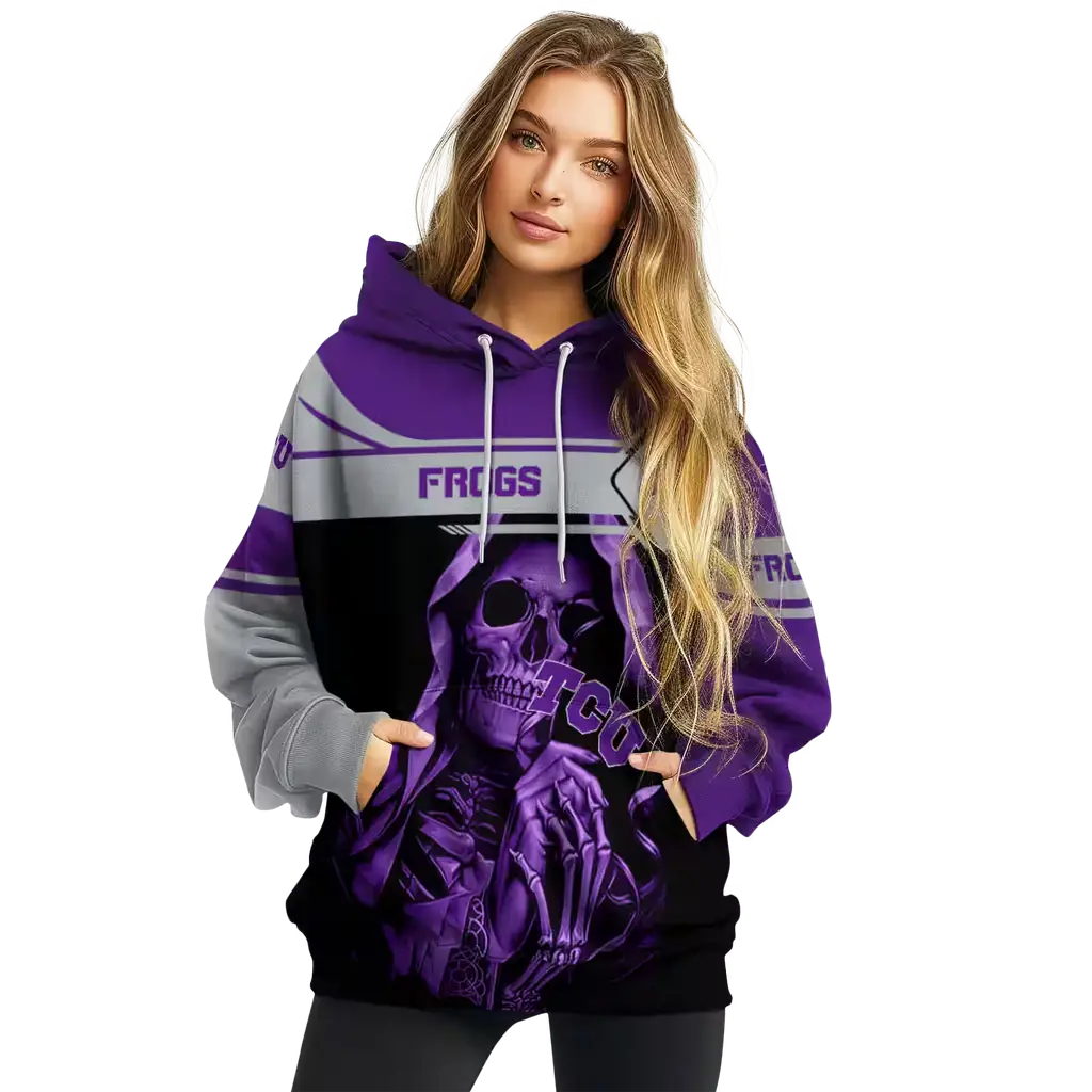 personalized tcu horned frogs grim reaper purple black hoodie high quality personalized tcu horned frogs grim reaper purple black hoodie high quality