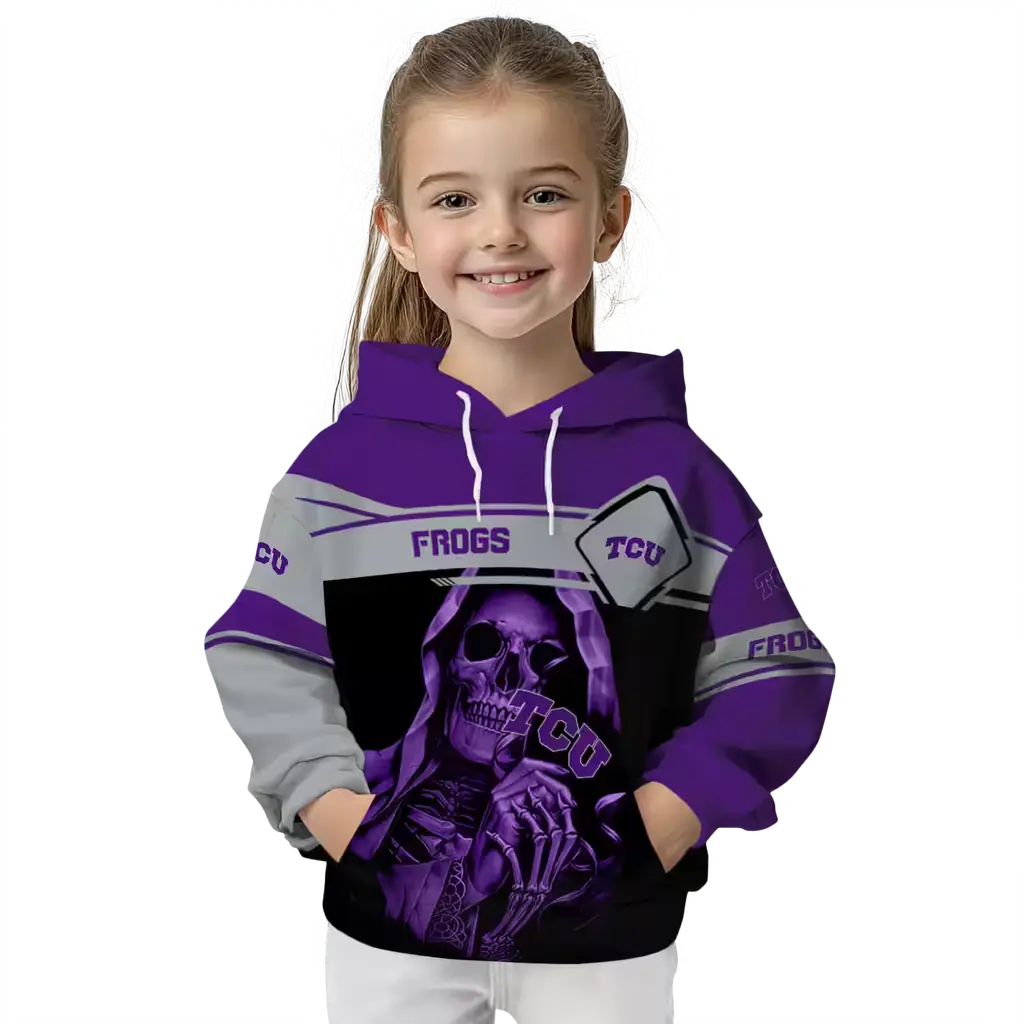 personalized tcu horned frogs grim reaper purple black hoodie top rated personalized tcu horned frogs grim reaper purple black hoodie top rated