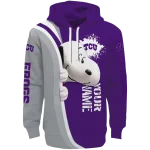 personalized tcu horned frogs peeking snoopy purple hoodie best selling
