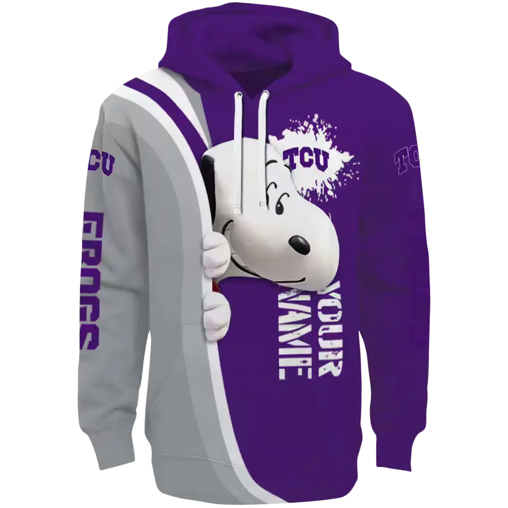 personalized tcu horned frogs peeking snoopy purple hoodie best selling personalized tcu horned frogs peeking snoopy purple hoodie best selling