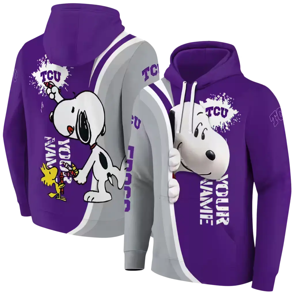 personalized tcu horned frogs peeking snoopy purple hoodie fashion forward personalized tcu horned frogs peeking snoopy purple hoodie fashion forward
