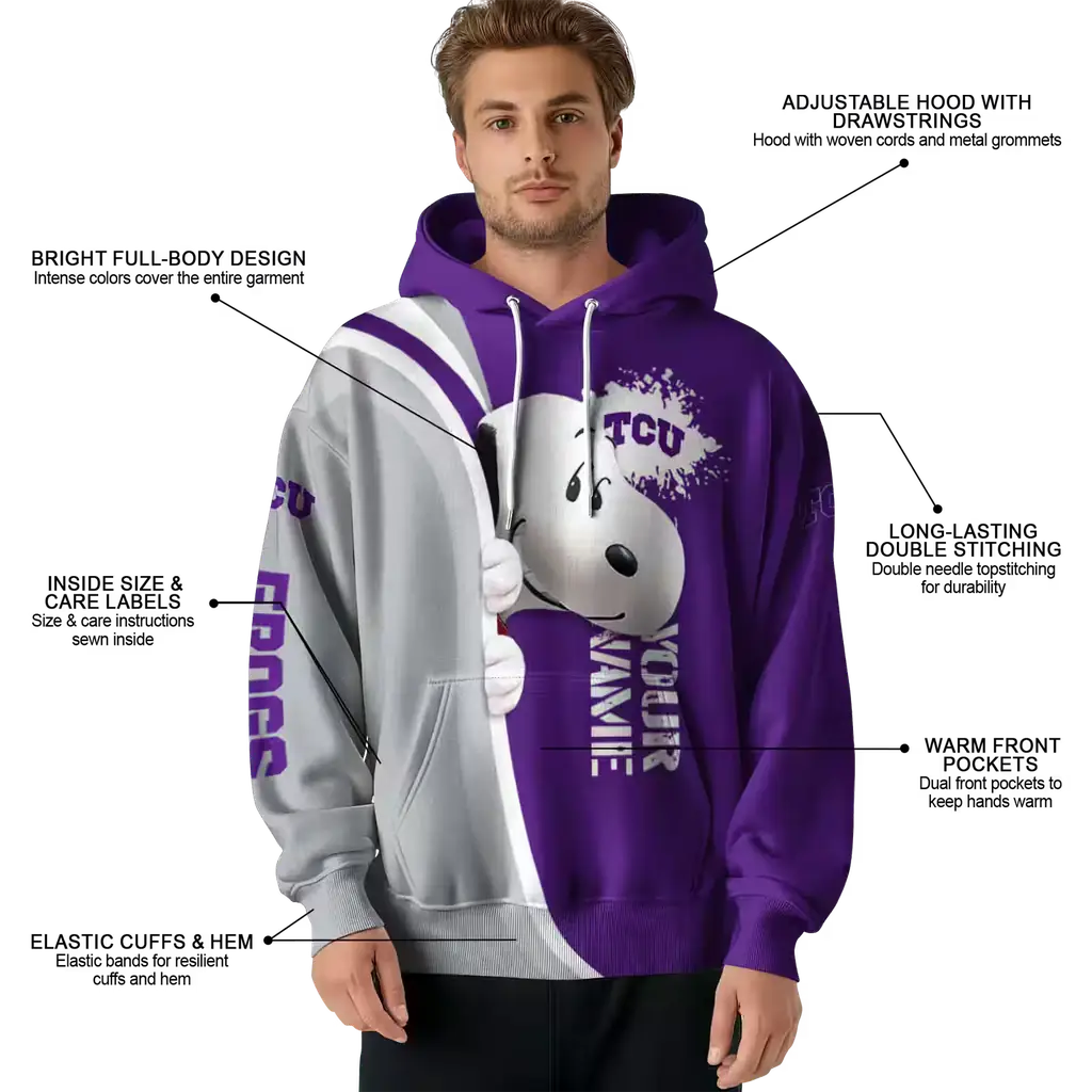 personalized tcu horned frogs peeking snoopy purple hoodie latest model personalized tcu horned frogs peeking snoopy purple hoodie latest model
