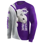 personalized tcu horned frogs peeking snoopy purple hoodie best selling
