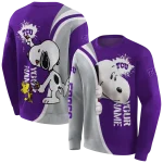 personalized tcu horned frogs peeking snoopy purple hoodie best selling