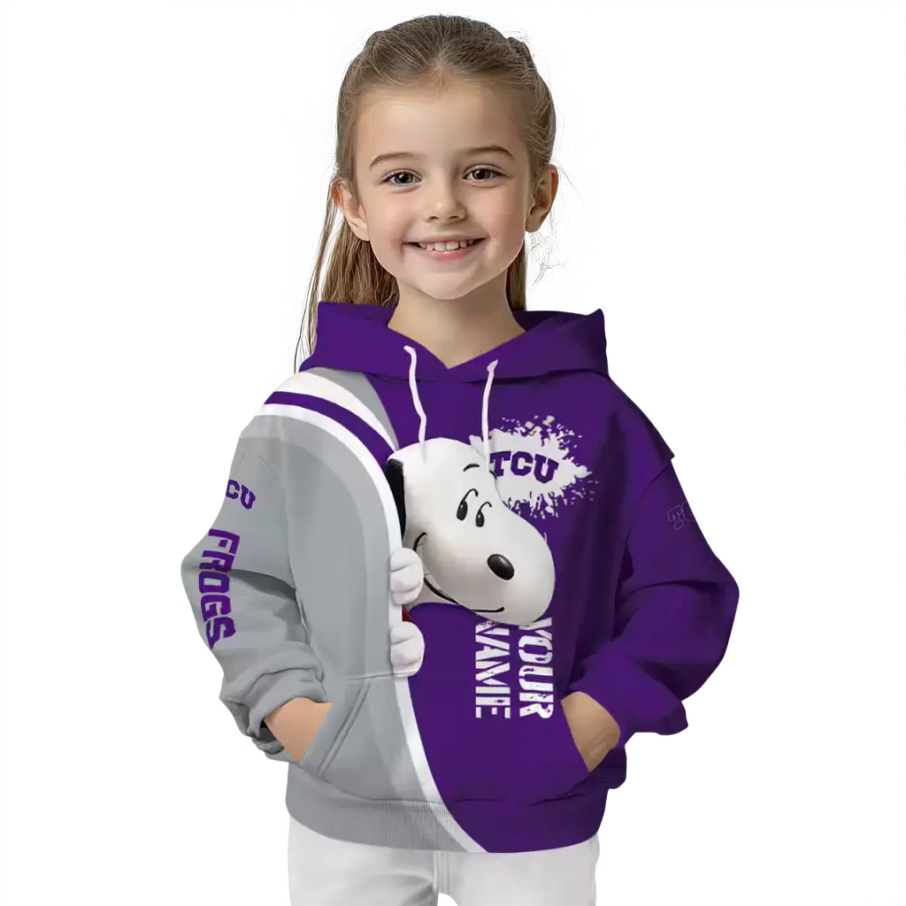 personalized tcu horned frogs peeking snoopy purple hoodie top rated personalized tcu horned frogs peeking snoopy purple hoodie top rated