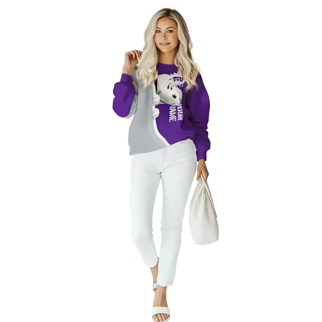 personalized tcu horned frogs peeking snoopy purple hoodie trendy personalized tcu horned frogs peeking snoopy purple hoodie trendy