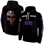 personalized tcu horned frogs punisher skull black hoodie best selling