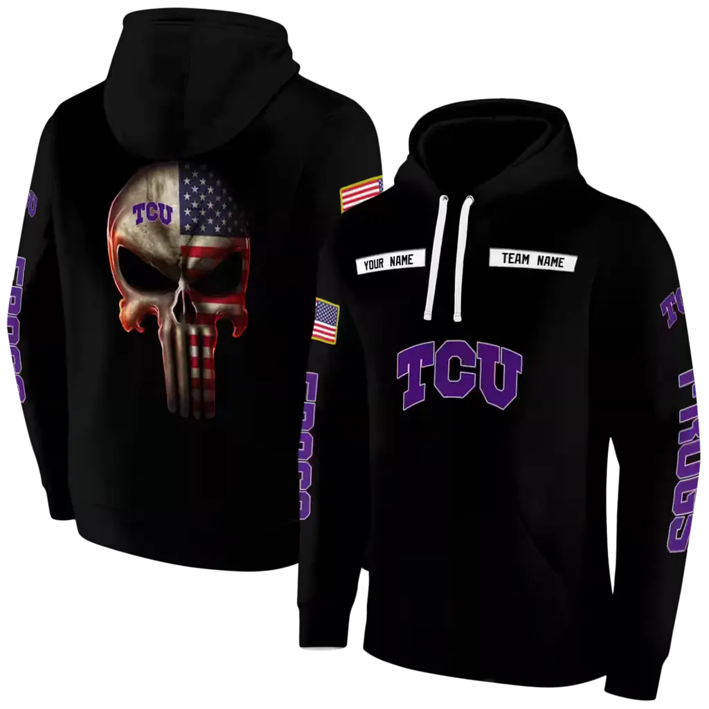 personalized tcu horned frogs punisher skull black hoodie fashion forward personalized tcu horned frogs punisher skull black hoodie fashion forward