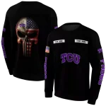 personalized tcu horned frogs punisher skull black hoodie best selling