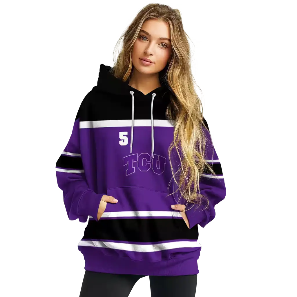 personalized tcu horned frogs striped pattern purple hoodie high quality personalized tcu horned frogs striped pattern purple hoodie high quality