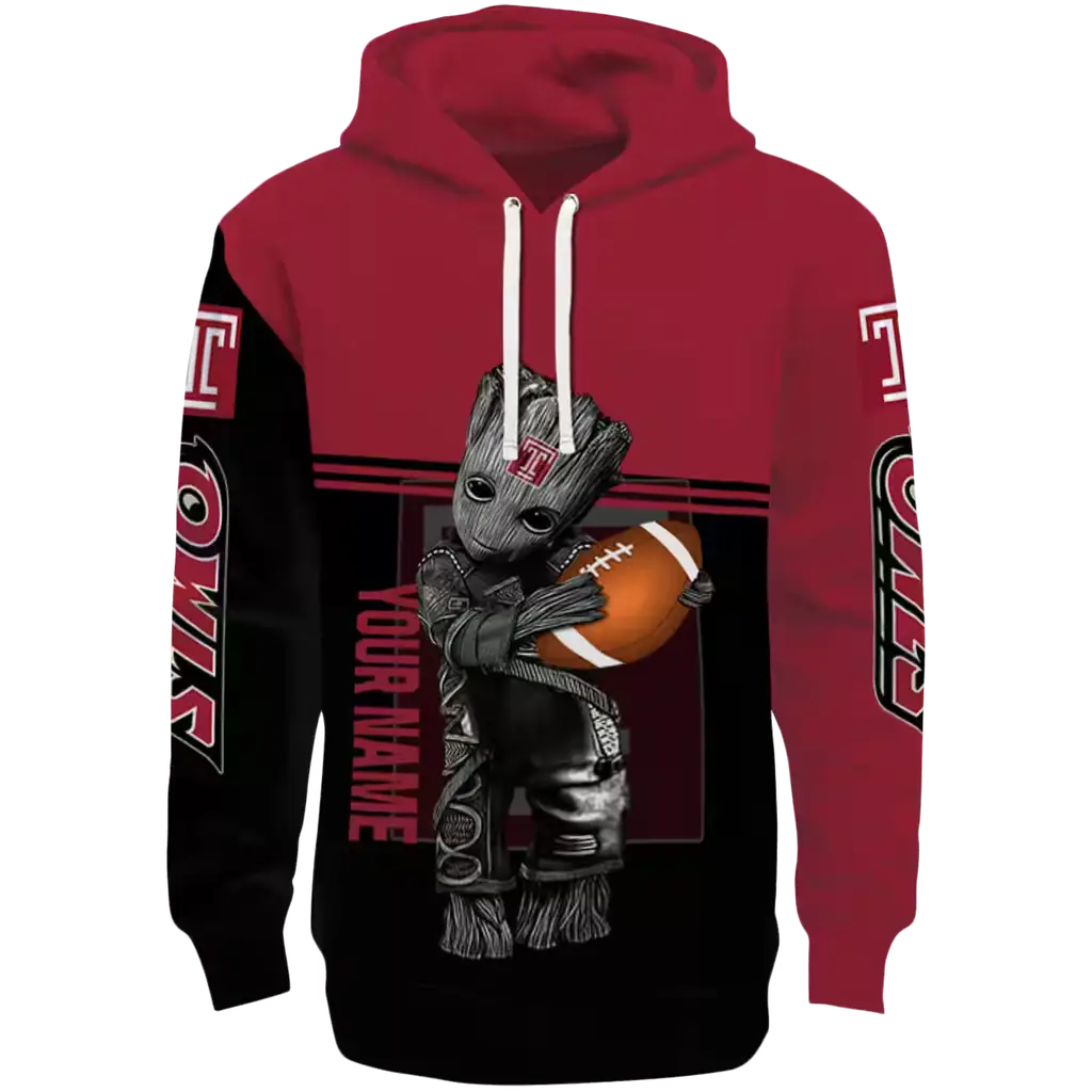 personalized temple owls baby groot red black hoodie best selling personalized temple owls baby groot red black hoodie best selling