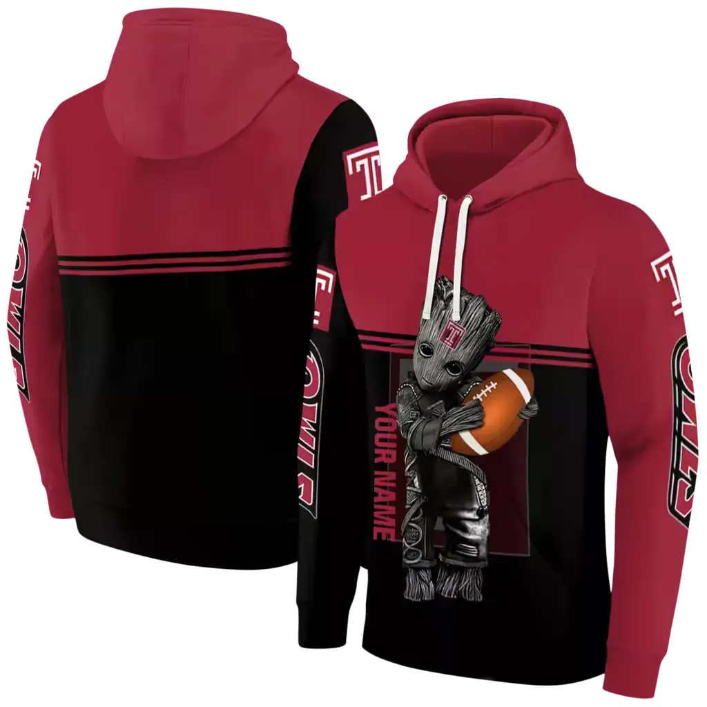 personalized temple owls baby groot red black hoodie fashion forward personalized temple owls baby groot red black hoodie fashion forward