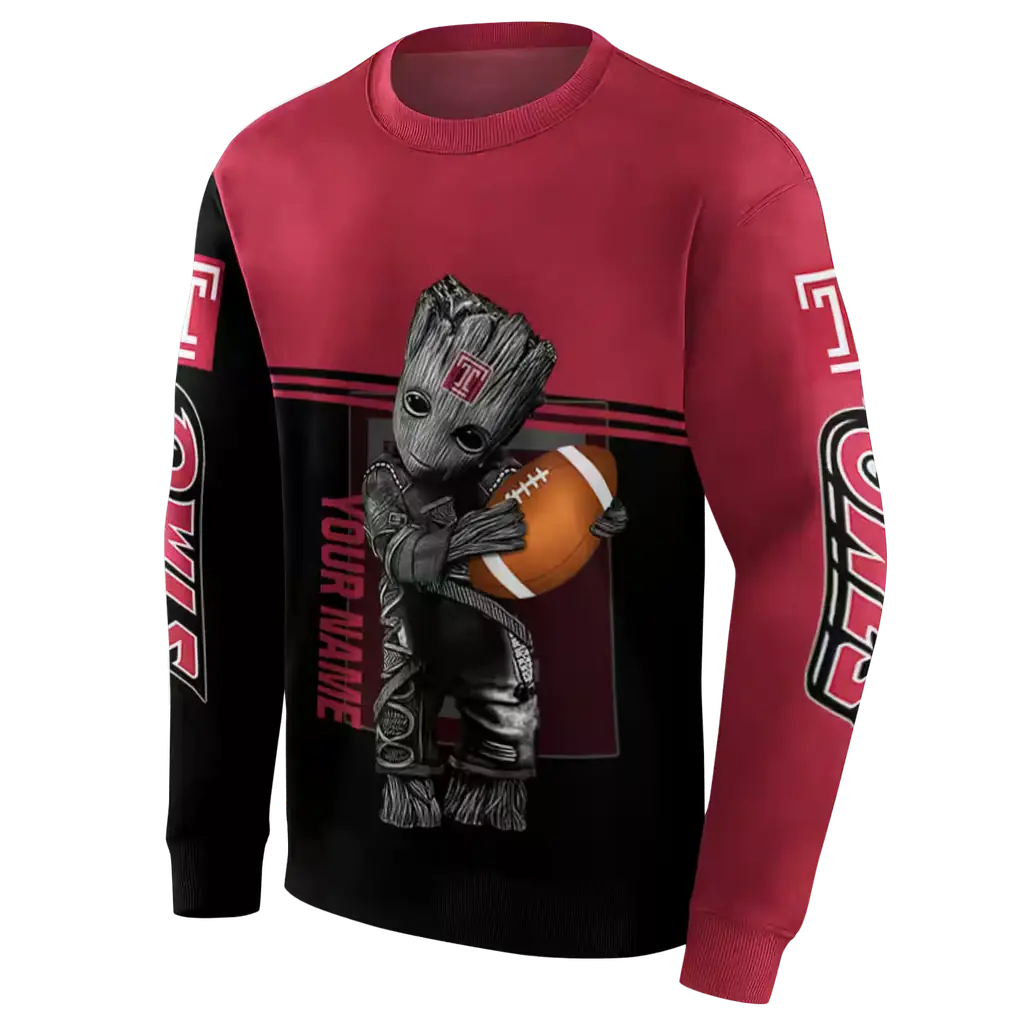 personalized temple owls baby groot red black hoodie new arrival personalized temple owls baby groot red black hoodie new arrival