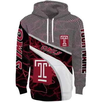 personalized temple owls hexagonal mesh red black gray hoodie best selling